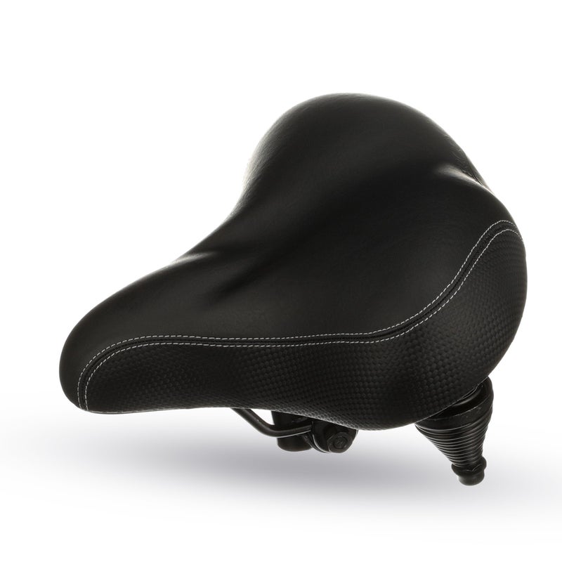 Bikeroo Extra Wide Replacement Saddle - Fits Indoor & Outdoor Bicycles - Steel Spring & Elastomer Suspension - Center Cutout - Memory Foam - Outdoor - Image 1